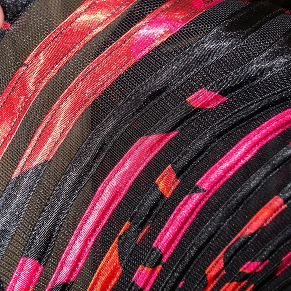 JS Collections multicolored sheer jacket flared sleeve zip elegant evening sz10P - Picture 8 of 9